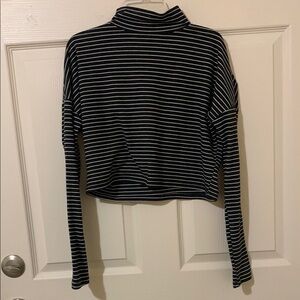 Striped Black and White Turtleneck Top